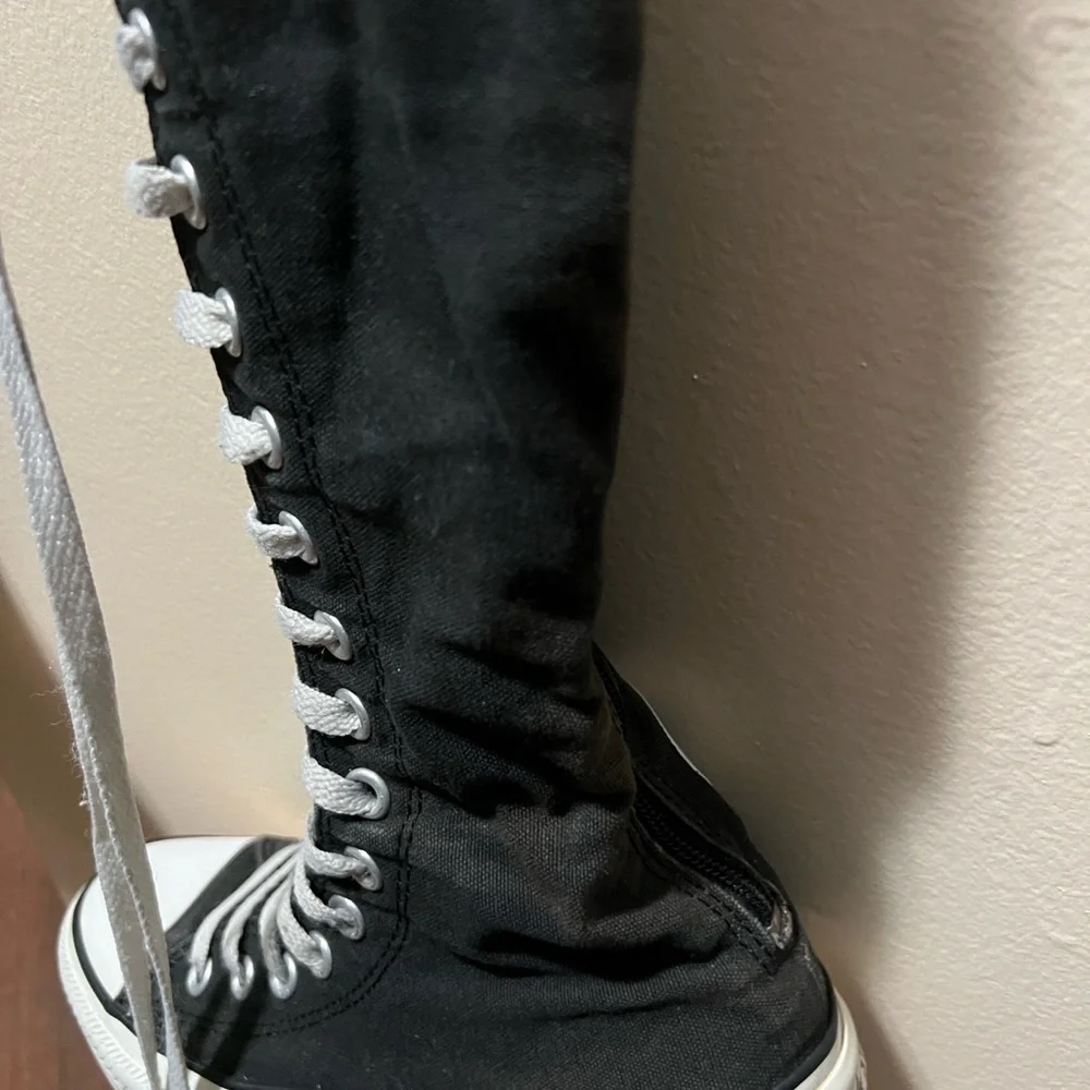 Converse Black Knee-High Sneakers with White Laces - Picture 9 of 10